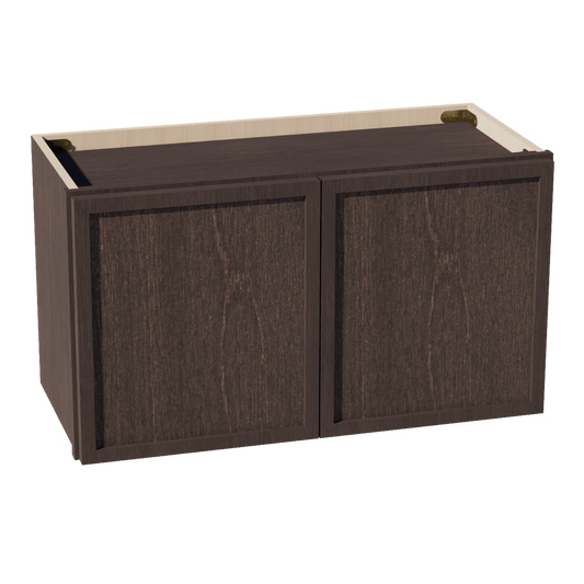 SM - W2715: Mocha Brown Slim Shaker 27"W x 15"H 2 Doors Standard Wall Bridge Cabinet - NextCabinets