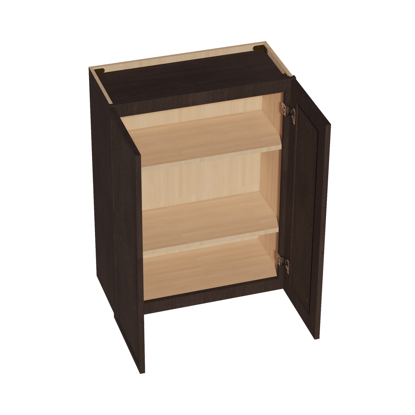 SM - W2736: Mocha Brown Slim Shaker 27"W x 36"H 2 Doors & 2 Shelves Standard Wall Cabinet - NextCabinets