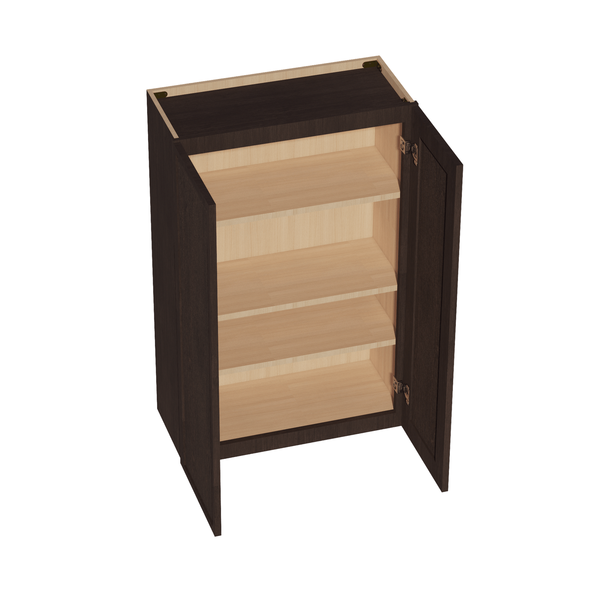 SM - W2742: Mocha Brown Slim Shaker 27"W x 42"H 2 Doors & 3 Shelves Standard Wall Cabinet - NextCabinets