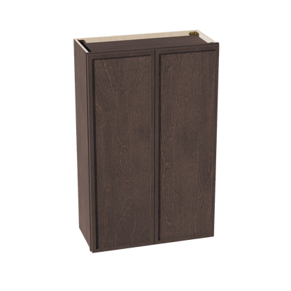 SM - W2742: Mocha Brown Slim Shaker 27"W x 42"H 2 Doors & 3 Shelves Standard Wall Cabinet - NextCabinets