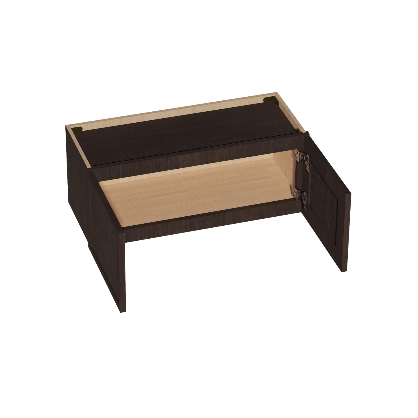 SM - W3012: Mocha Brown Slim Shaker 30"W x 12"H 2 Doors Standard Wall Bridge Cabinet - NextCabinets