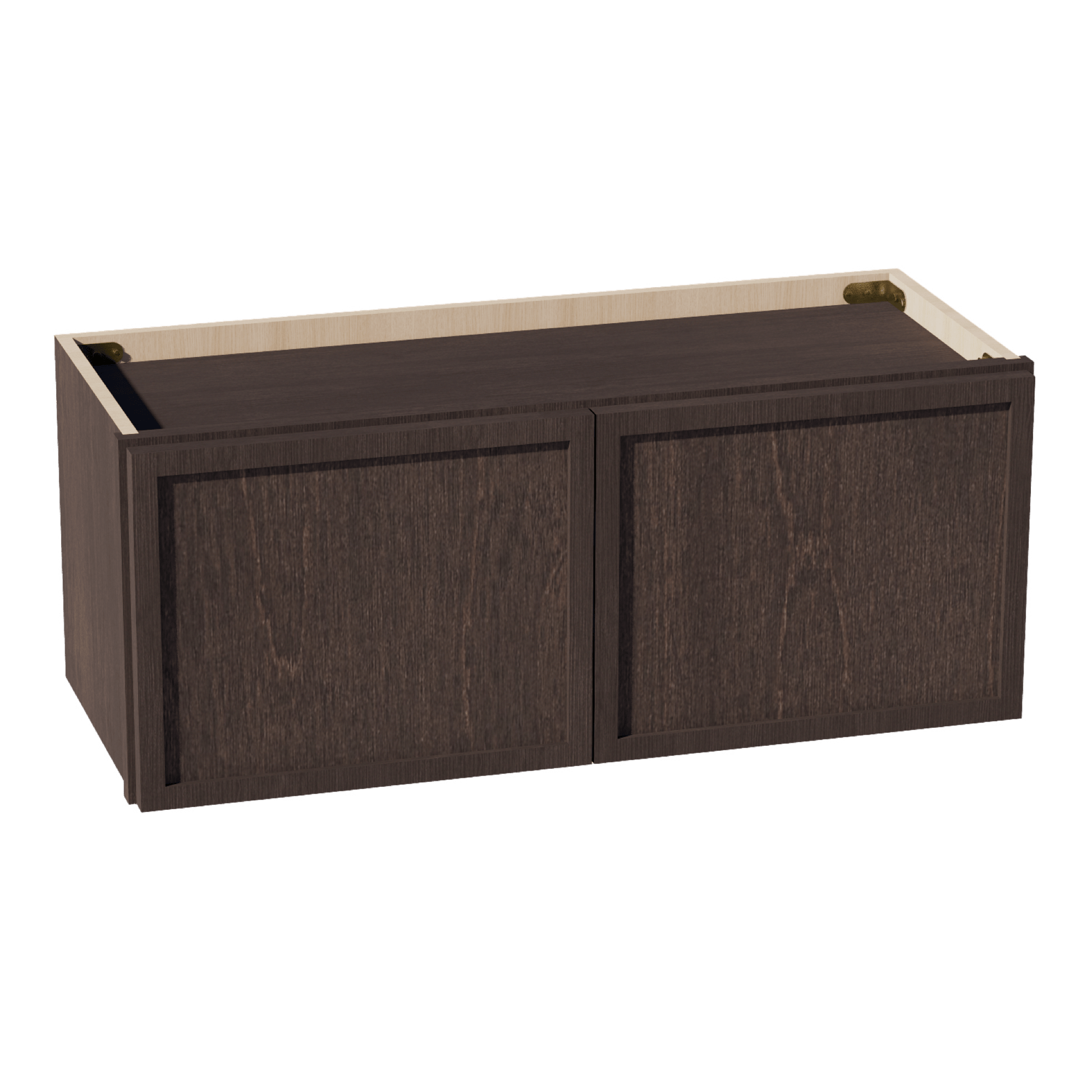 SM - W3012: Mocha Brown Slim Shaker 30"W x 12"H 2 Doors Standard Wall Bridge Cabinet - NextCabinets