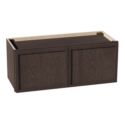 SM - W3012: Mocha Brown Slim Shaker 30"W x 12"H 2 Doors Standard Wall Bridge Cabinet - NextCabinets