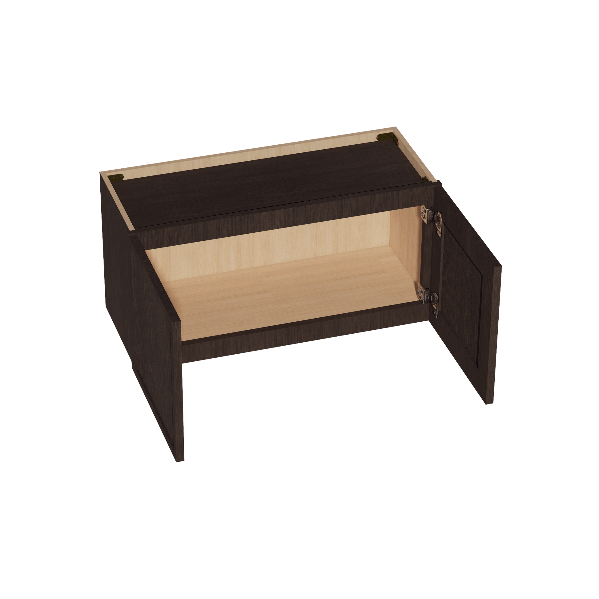 SM - W3015: Mocha Brown Slim Shaker 30"W x 15"H 2 Doors Standard Wall Bridge Cabinet - NextCabinets