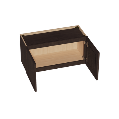 SM - W3015: Mocha Brown Slim Shaker 30"W x 15"H 2 Doors Standard Wall Bridge Cabinet - NextCabinets