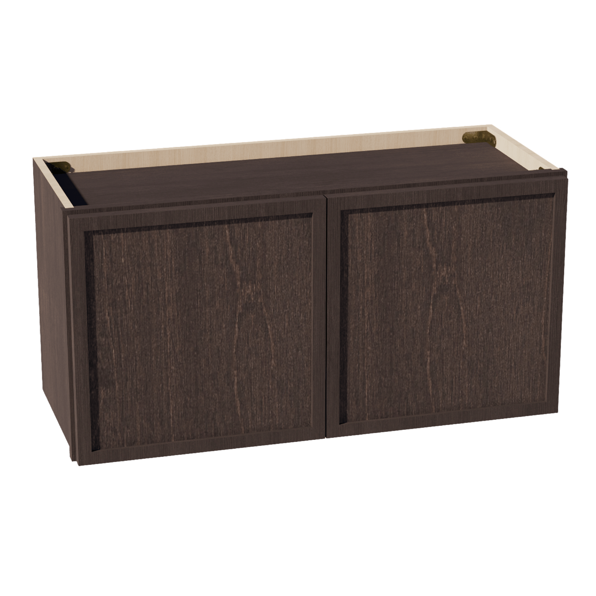 SM - W3015: Mocha Brown Slim Shaker 30"W x 15"H 2 Doors Standard Wall Bridge Cabinet - NextCabinets