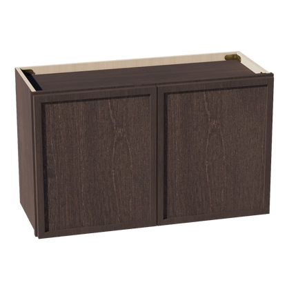 SM - W3018: Mocha Brown Slim Shaker 30"W x 18"H 2 Doors Standard Wall Bridge Cabinet - NextCabinets