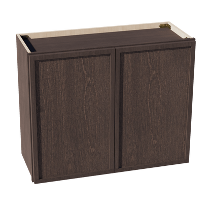 SM - W3024: Mocha Brown Slim Shaker 30"W x 24"H 2 Doors Standard Wall Bridge Cabinet - NextCabinets