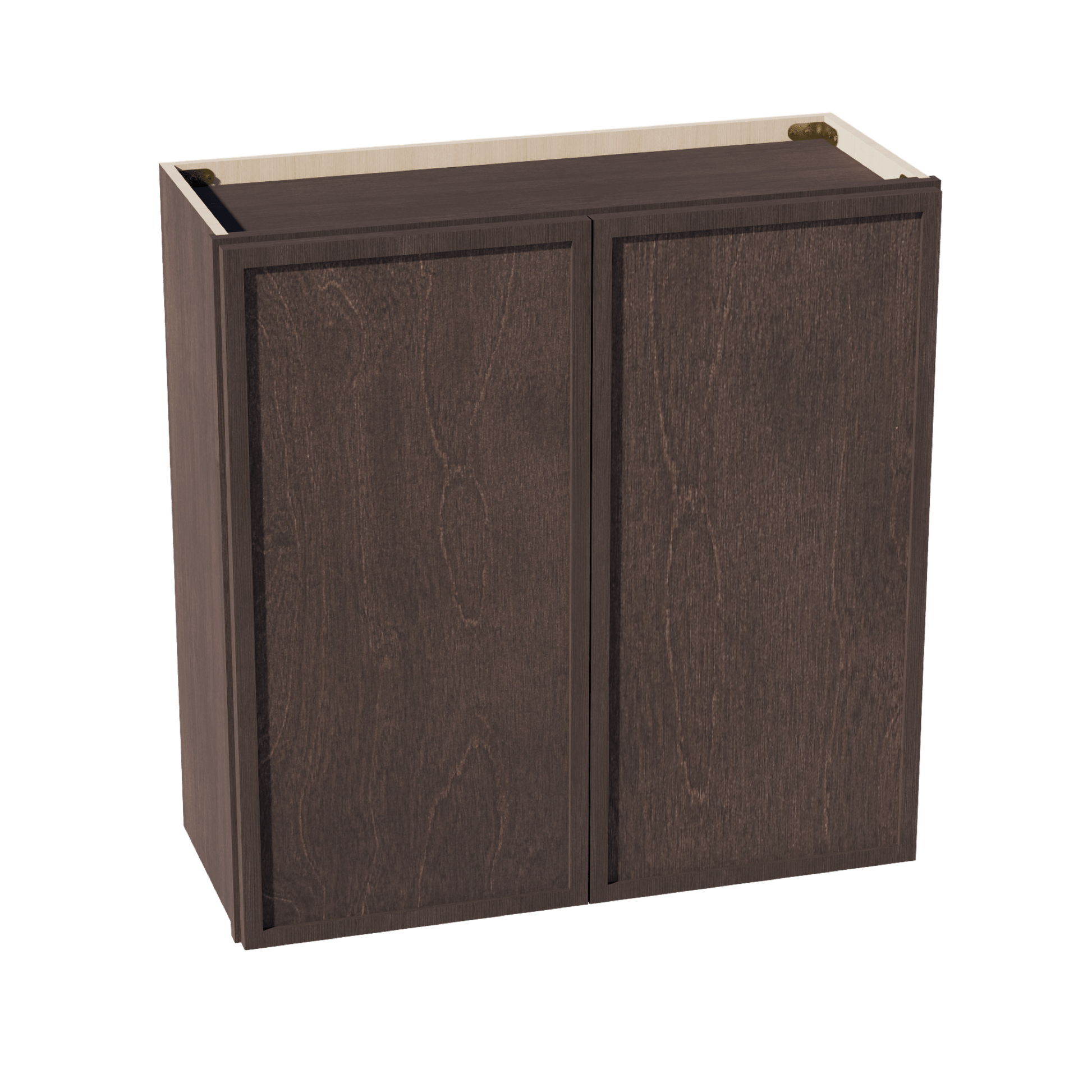 SM - W3030: Mocha Brown Slim Shaker 30"W x 30"H 2 Doors & 2 Shelves Standard Wall Cabinet - NextCabinets