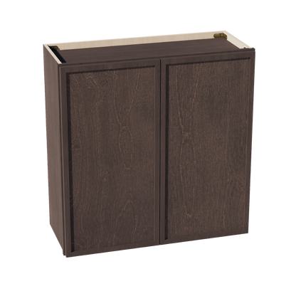 SM - W3030: Mocha Brown Slim Shaker 30"W x 30"H 2 Doors & 2 Shelves Standard Wall Cabinet - NextCabinets