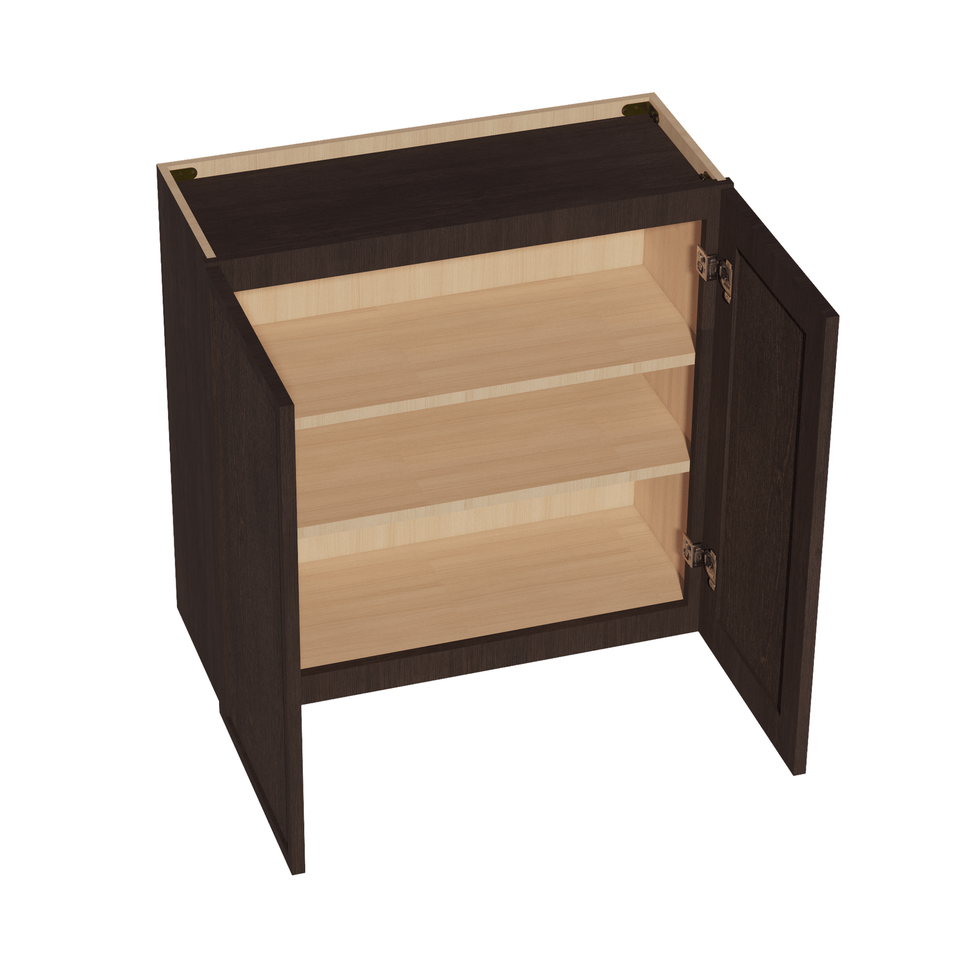 SM - W3030: Mocha Brown Slim Shaker 30"W x 30"H 2 Doors & 2 Shelves Standard Wall Cabinet - NextCabinets