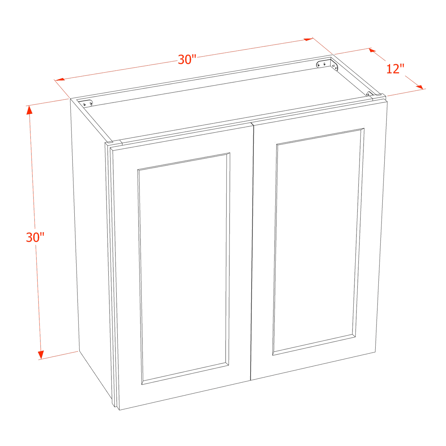 SM - W3030: Mocha Brown Slim Shaker 30"W x 30"H 2 Doors & 2 Shelves Standard Wall Cabinet - NextCabinets