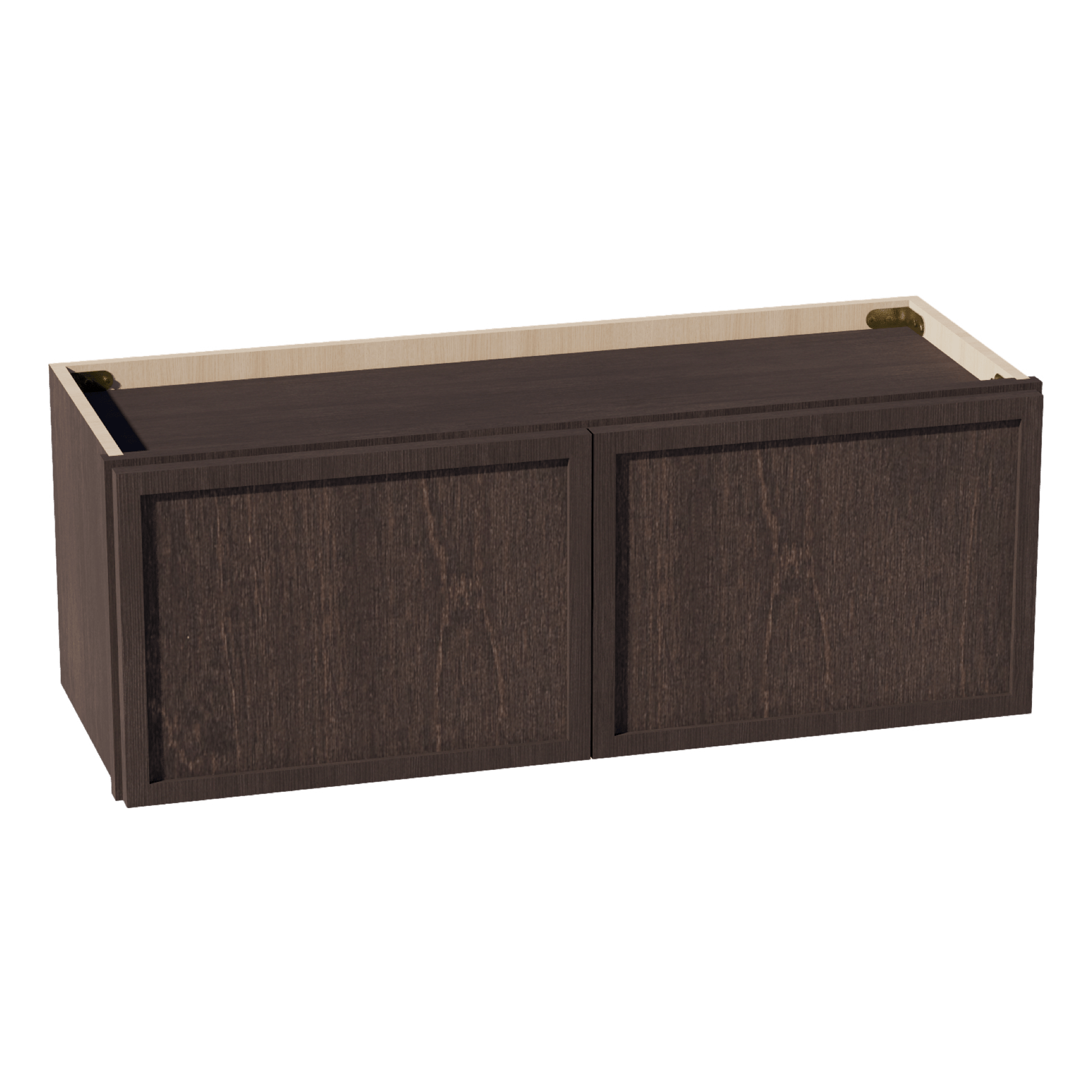 SM - W3312: Mocha Brown Slim Shaker 33"W x 12"H 2 Doors Standard Wall Bridge Cabinet - NextCabinets