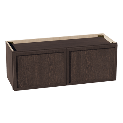 SM - W3312: Mocha Brown Slim Shaker 33"W x 12"H 2 Doors Standard Wall Bridge Cabinet - NextCabinets