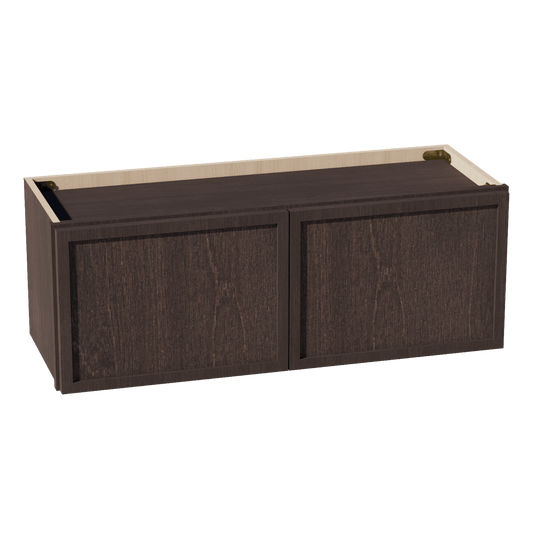 SM - W3312: Mocha Brown Slim Shaker 33"W x 12"H 2 Doors Standard Wall Bridge Cabinet - NextCabinets