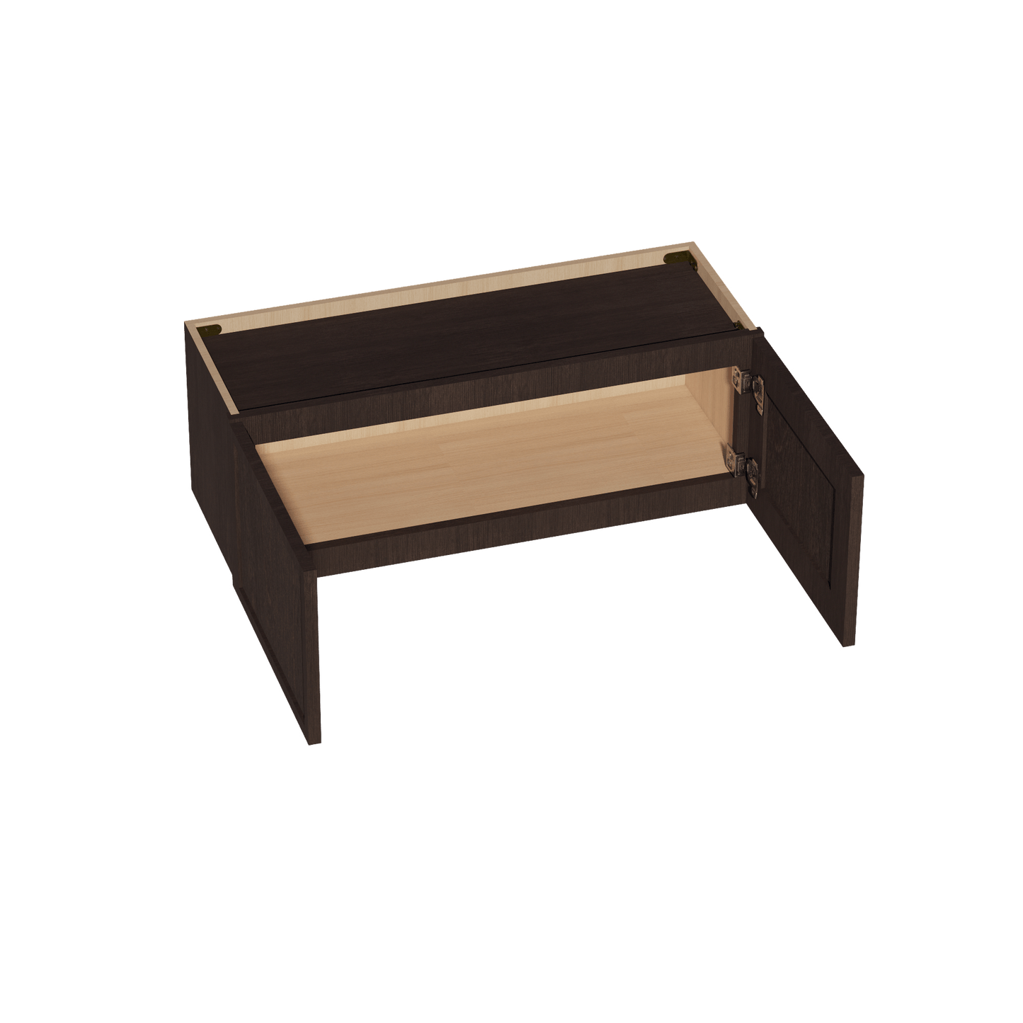 SM - W3312: Mocha Brown Slim Shaker 33"W x 12"H 2 Doors Standard Wall Bridge Cabinet - NextCabinets