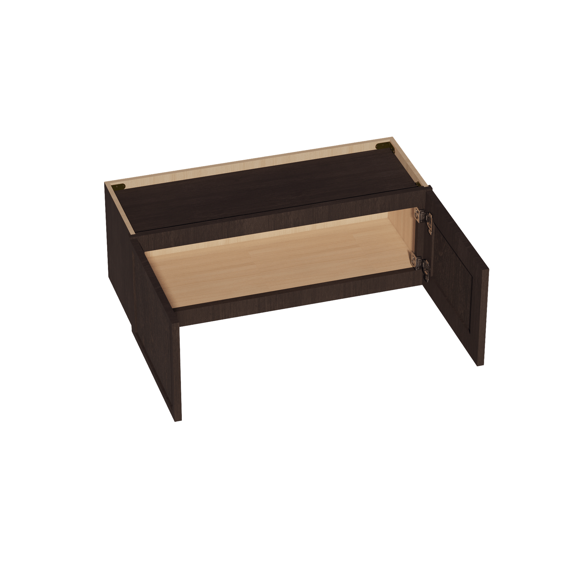 SM - W3312: Mocha Brown Slim Shaker 33"W x 12"H 2 Doors Standard Wall Bridge Cabinet - NextCabinets