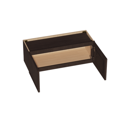 SM - W3312: Mocha Brown Slim Shaker 33"W x 12"H 2 Doors Standard Wall Bridge Cabinet - NextCabinets
