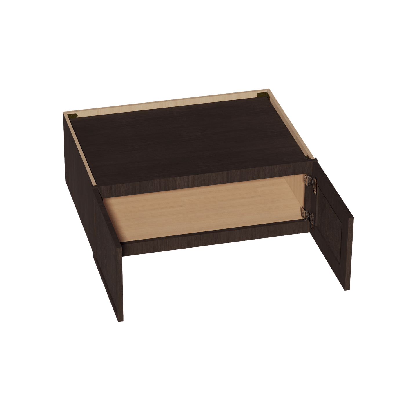 SM - W331224: Mocha Brown Slim Shaker 33"W x 12"H x 24"D 2 Doors Standard Bridge Wall Cabinet - NextCabinets