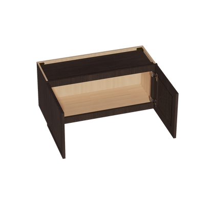 SM - W3315: Mocha Brown Slim Shaker 33"W x 15"H 2 Doors Standard Wall Bridge Cabinet - NextCabinets
