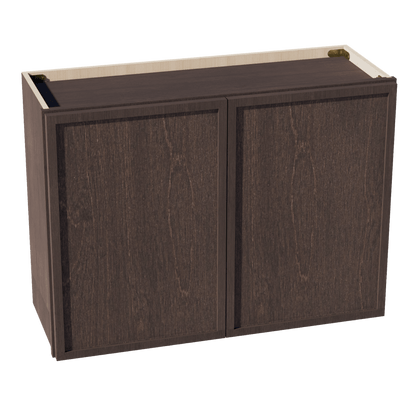 SM - W3324: Mocha Brown Slim Shaker 33"W x 24"H 2 Doors Standard Wall Bridge Cabinet - NextCabinets