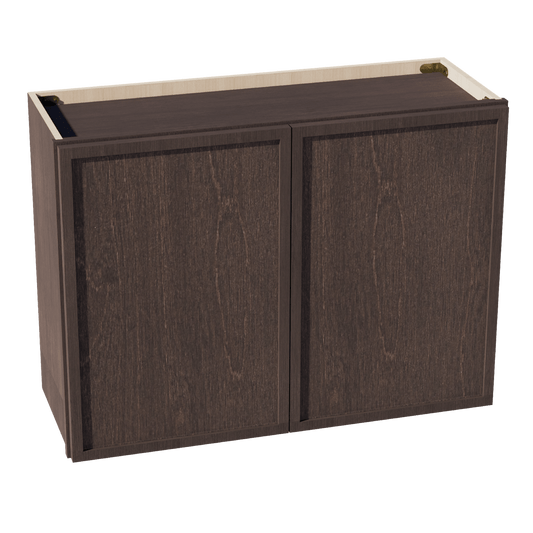 SM - W3324: Mocha Brown Slim Shaker 33"W x 24"H 2 Doors Standard Wall Bridge Cabinet - NextCabinets
