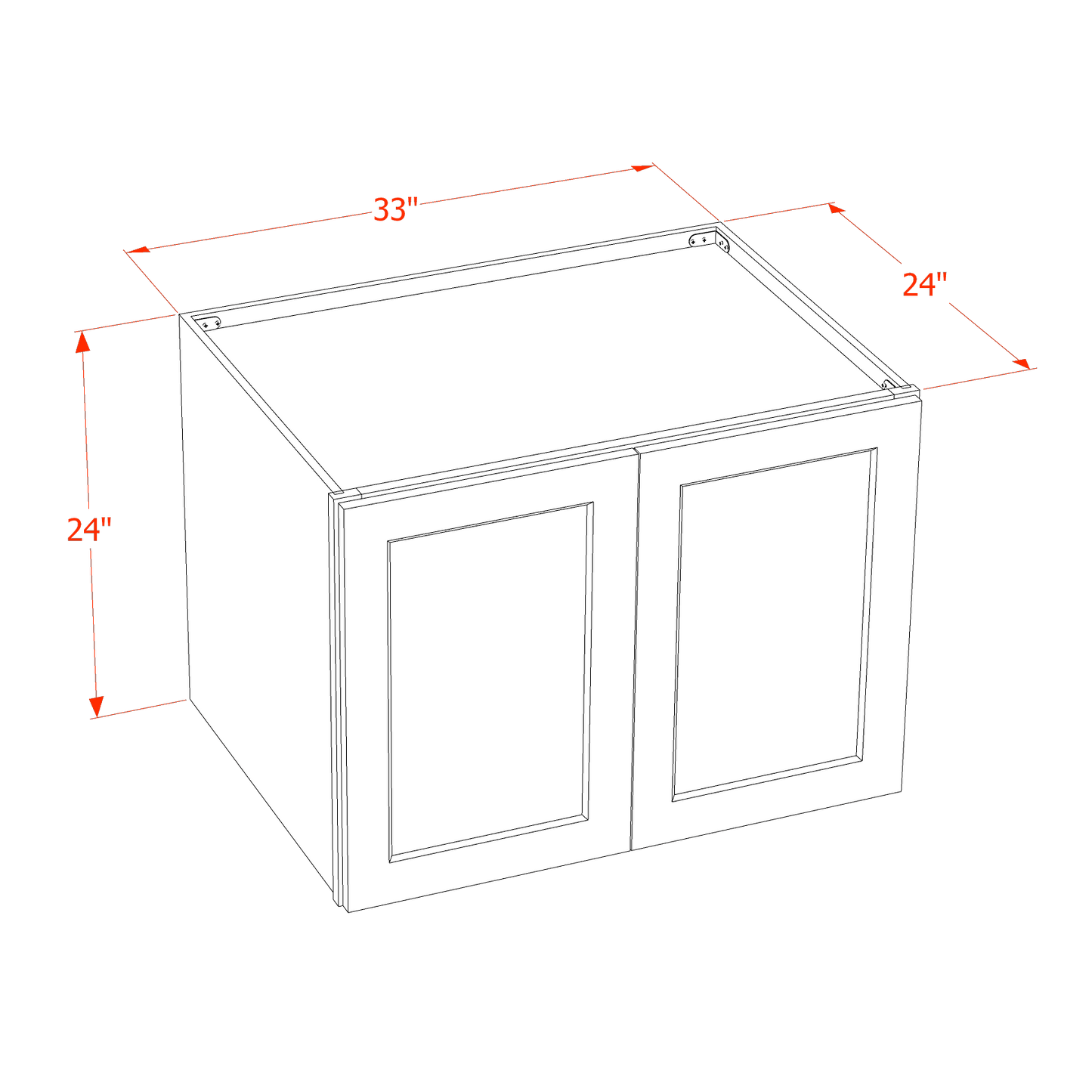 SM - W332424: Mocha Brown Slim Shaker 33"W x 24"H x 24"D 2 Doors & 1 Shelf Standard Bridge Wall Cabinet - NextCabinets