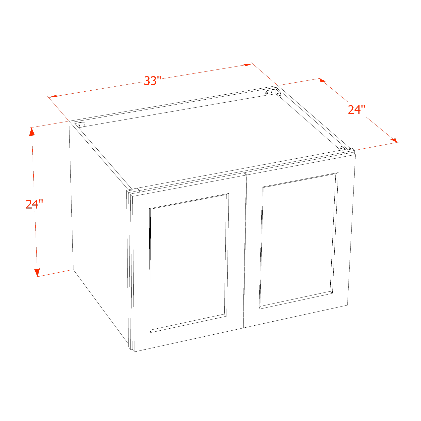 SM - W332424: Mocha Brown Slim Shaker 33"W x 24"H x 24"D 2 Doors & 1 Shelf Standard Bridge Wall Cabinet - NextCabinets