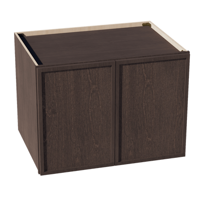 SM - W332424: Mocha Brown Slim Shaker 33"W x 24"H x 24"D 2 Doors & 1 Shelf Standard Bridge Wall Cabinet - NextCabinets