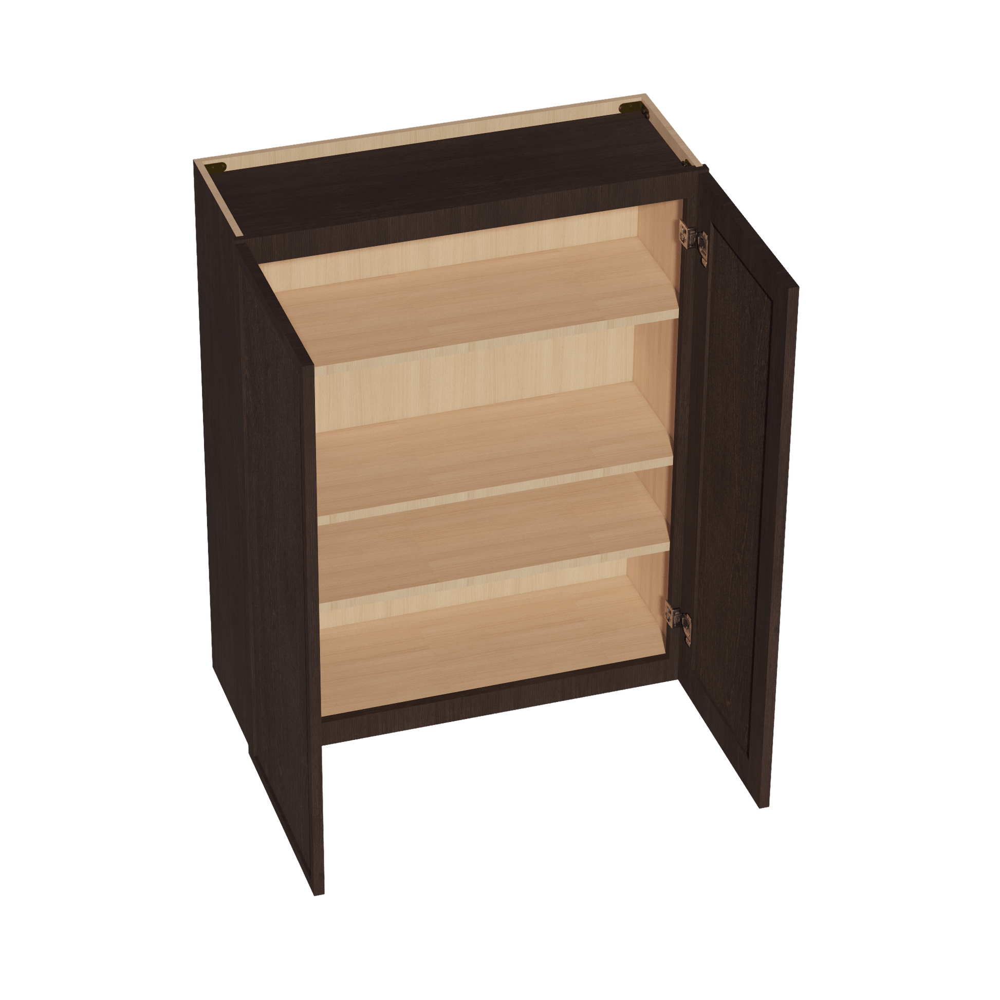 SM - W3342: Mocha Brown Slim Shaker 33"W x 42"H 2 Doors & 3 Shelves Standard Wall Cabinet - NextCabinets