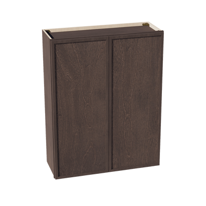 SM - W3342: Mocha Brown Slim Shaker 33"W x 42"H 2 Doors & 3 Shelves Standard Wall Cabinet - NextCabinets
