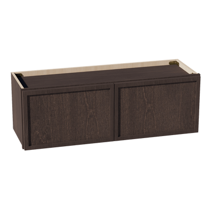 SM - W3612: Mocha Brown Slim Shaker 36"W x 12"H 2 Doors Standard Wall Bridge Cabinet - NextCabinets