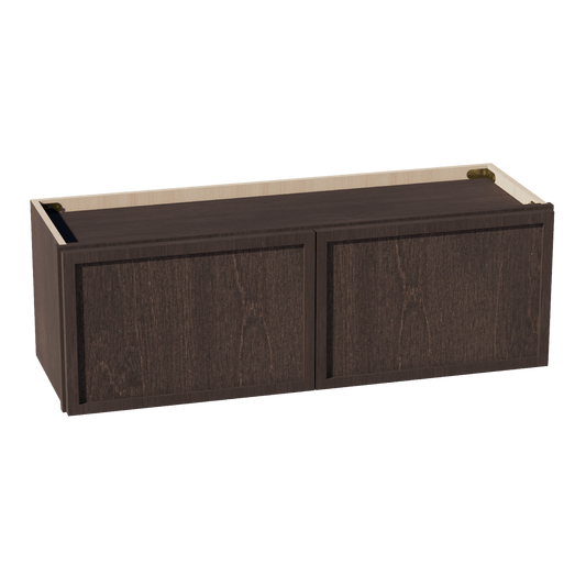 SM - W3612: Mocha Brown Slim Shaker 36"W x 12"H 2 Doors Standard Wall Bridge Cabinet - NextCabinets
