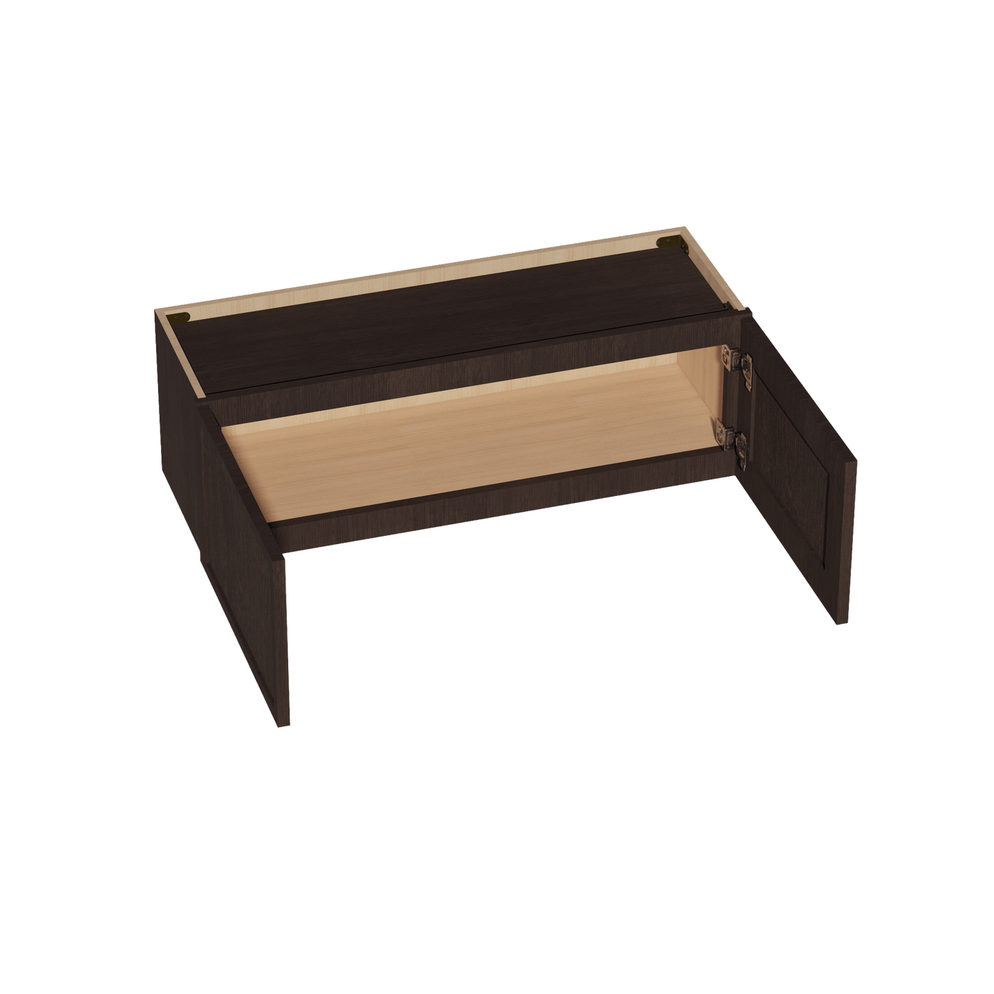 SM - W3612: Mocha Brown Slim Shaker 36"W x 12"H 2 Doors Standard Wall Bridge Cabinet - NextCabinets