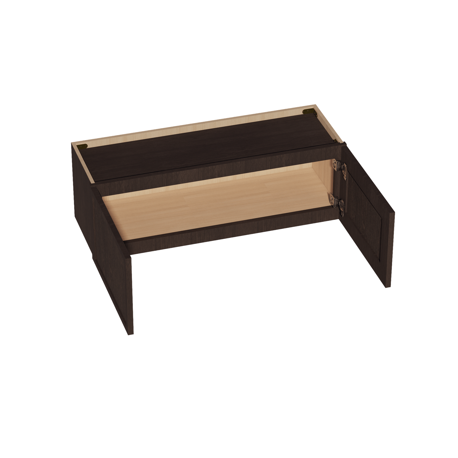 SM - W3612: Mocha Brown Slim Shaker 36"W x 12"H 2 Doors Standard Wall Bridge Cabinet - NextCabinets