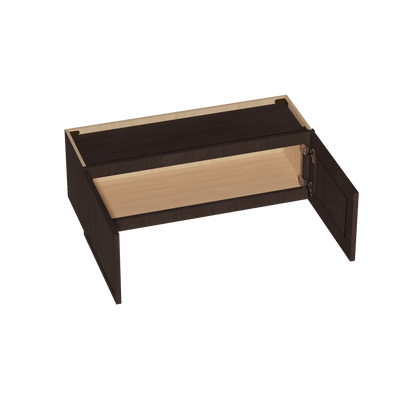 SM - W3612: Mocha Brown Slim Shaker 36"W x 12"H 2 Doors Standard Wall Bridge Cabinet - NextCabinets