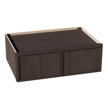 SM - W361224: Mocha Brown Slim Shaker 36"W x 12"H x 24"D 2 Doors Standard Bridge Wall Cabinet - NextCabinets