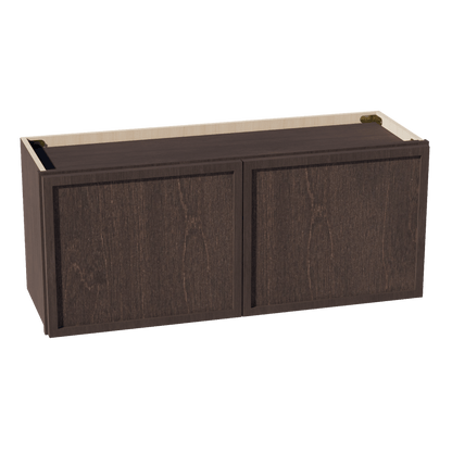 SM - W3615: Mocha Brown Slim Shaker 36"W x 15"H 2 Doors Standard Wall Bridge Cabinet - NextCabinets