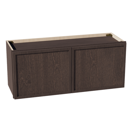 SM - W3615: Mocha Brown Slim Shaker 36"W x 15"H 2 Doors Standard Wall Bridge Cabinet - NextCabinets