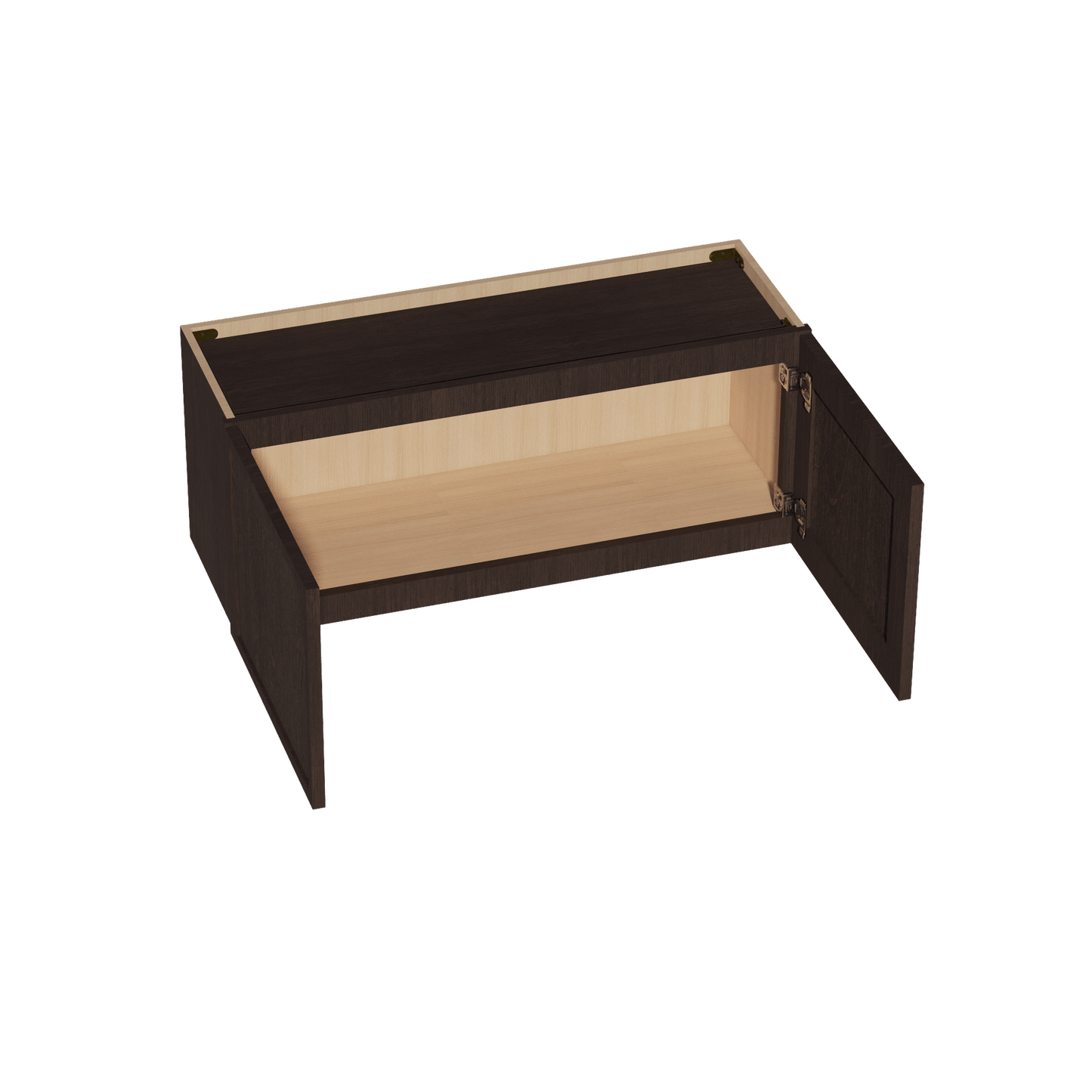 SM - W3615: Mocha Brown Slim Shaker 36"W x 15"H 2 Doors Standard Wall Bridge Cabinet - NextCabinets