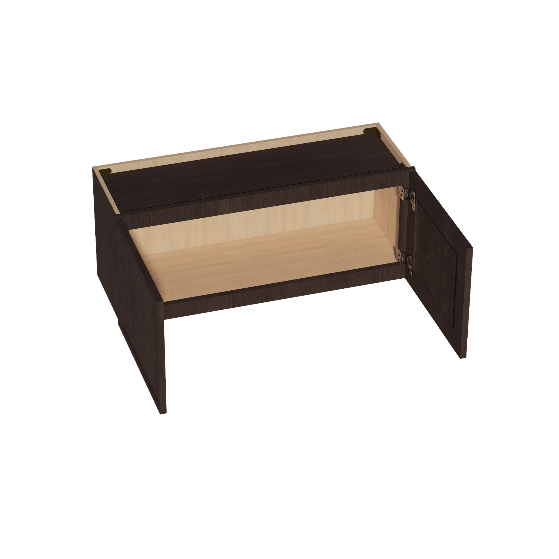 SM - W3615: Mocha Brown Slim Shaker 36"W x 15"H 2 Doors Standard Wall Bridge Cabinet - NextCabinets