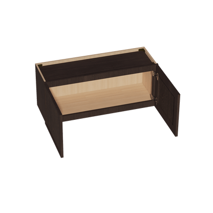SM - W3615: Mocha Brown Slim Shaker 36"W x 15"H 2 Doors Standard Wall Bridge Cabinet - NextCabinets
