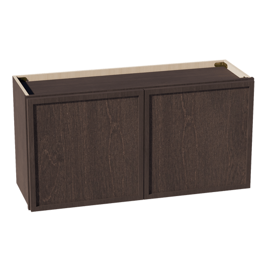 SM - W3618: Mocha Brown Slim Shaker 36"W x 18"H 2 Doors Standard Wall Bridge Cabinet - NextCabinets