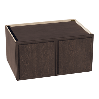 SM - W361824: Mocha Brown Slim Shaker 36"W x 18"H x 24"D 2 Doors Standard Bridge Wall Cabinet - NextCabinets