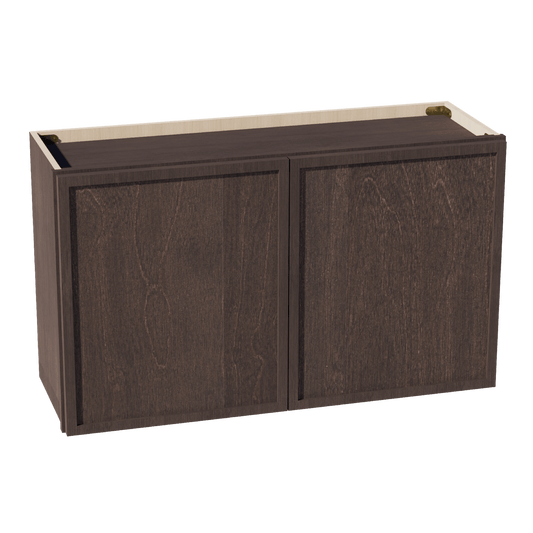 SM - W3621: Mocha Brown Slim Shaker 36"W x 21"H 2 Doors Standard Wall Bridge Cabinet - NextCabinets