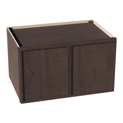 SM - W362124: Mocha Brown Slim Shaker 36"W x 21"H x 24"D 2 Doors & 1 Shelf Standard Bridge Wall Cabinet - NextCabinets