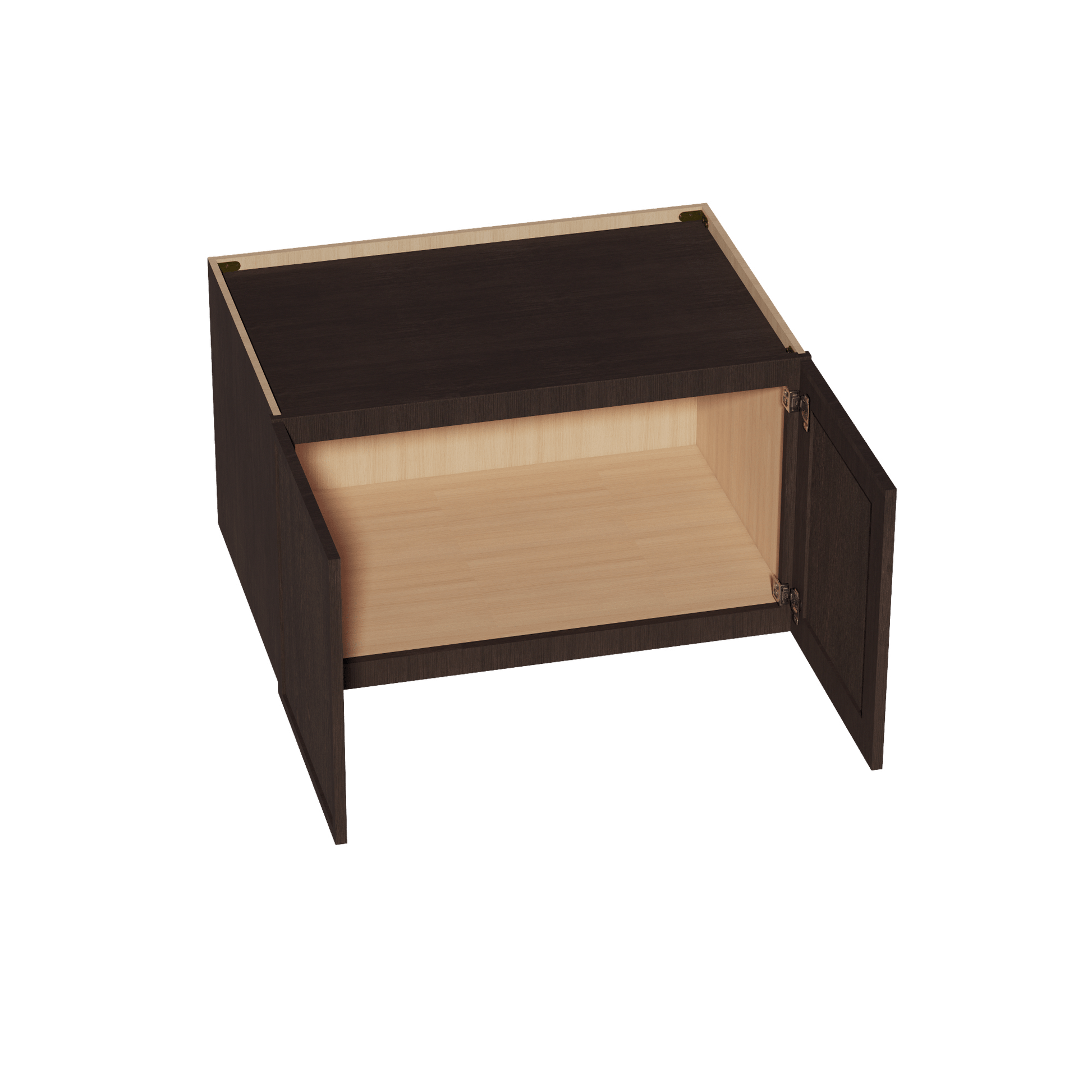 SM - W362124: Mocha Brown Slim Shaker 36"W x 21"H x 24"D 2 Doors & 1 Shelf Standard Bridge Wall Cabinet - NextCabinets