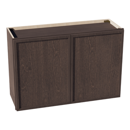 SM - W3624: Mocha Brown Slim Shaker 36"W x 24"H 2 Doors Standard Wall Bridge Cabinet - NextCabinets