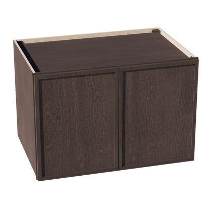 SM - W362424: Mocha Brown Slim Shaker 36"W x 24"H x 24"D 2 Doors & 1 Shelf Standard Bridge Wall Cabinet - NextCabinets