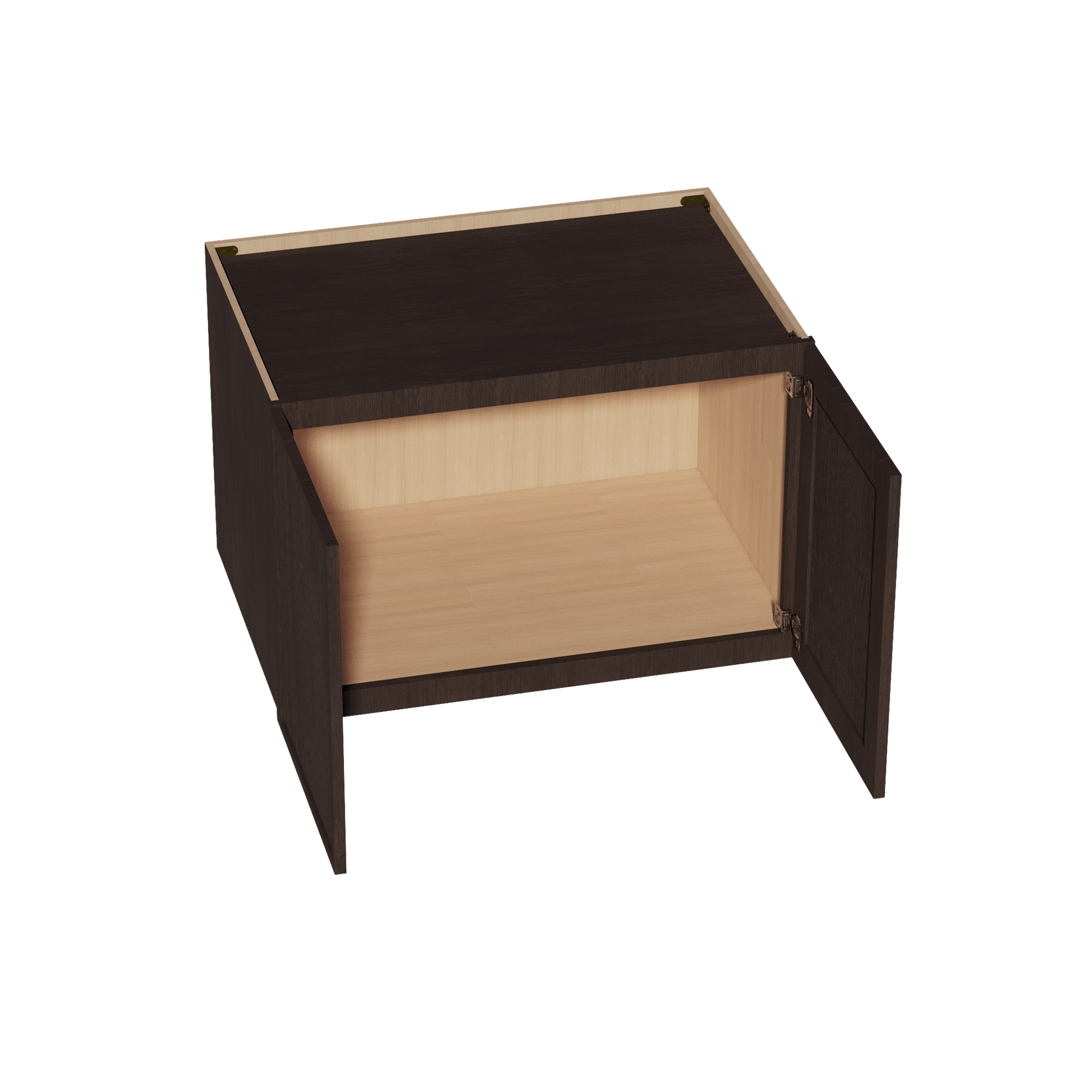 SM - W362424: Mocha Brown Slim Shaker 36"W x 24"H x 24"D 2 Doors & 1 Shelf Standard Bridge Wall Cabinet - NextCabinets